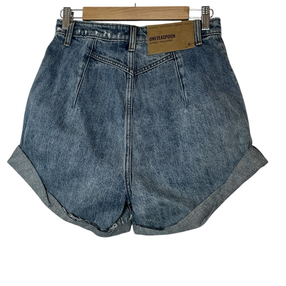 One Teaspoon Shorts Womens Size 26‎ Blue Street Walker High Rise Pockets New - Picture 4 of 10
